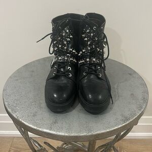 Zara studded combat boots. Size 40 Euro. Size 9 US. Genuine leather.